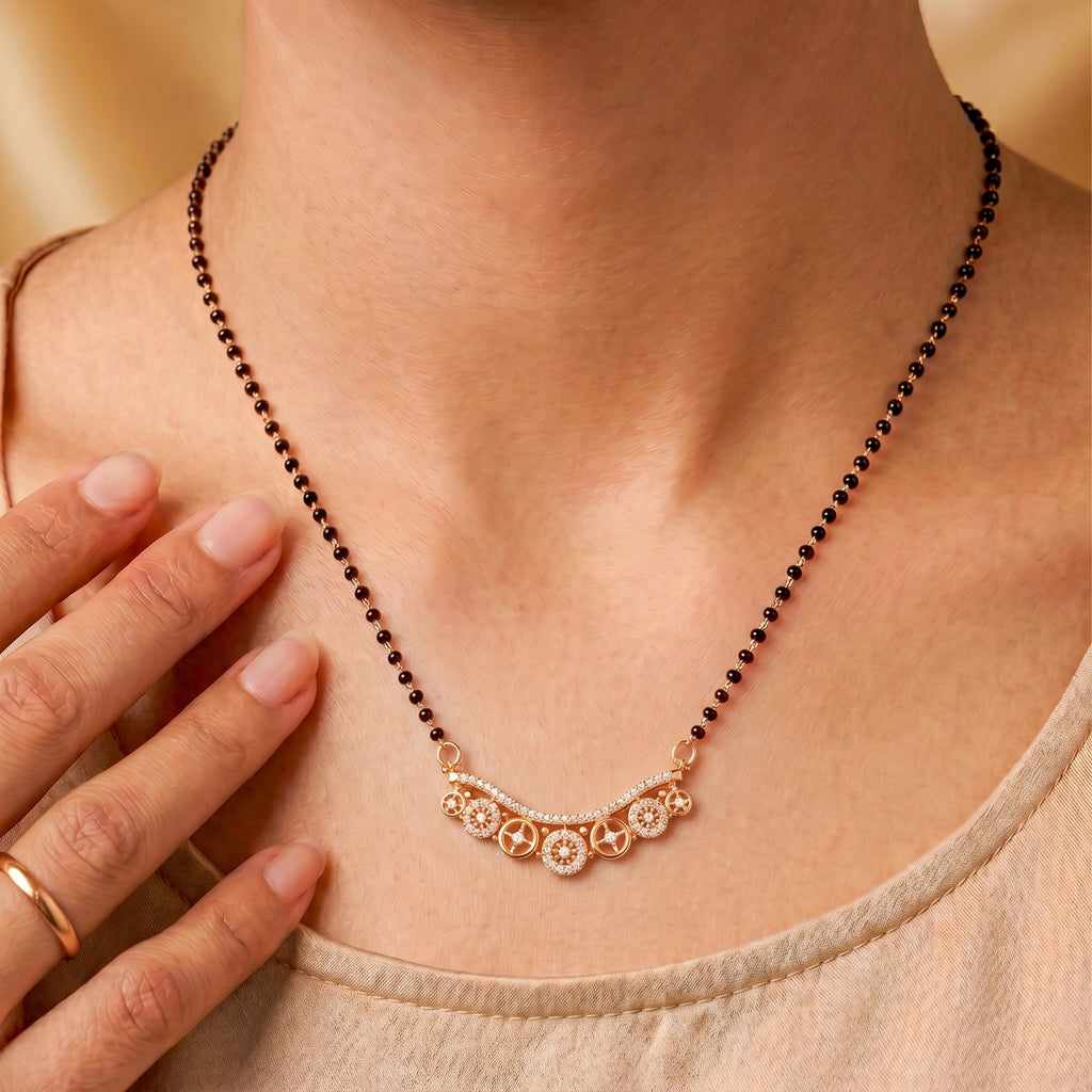 Rose Gold Circular Charm Mangalsutra GM -46