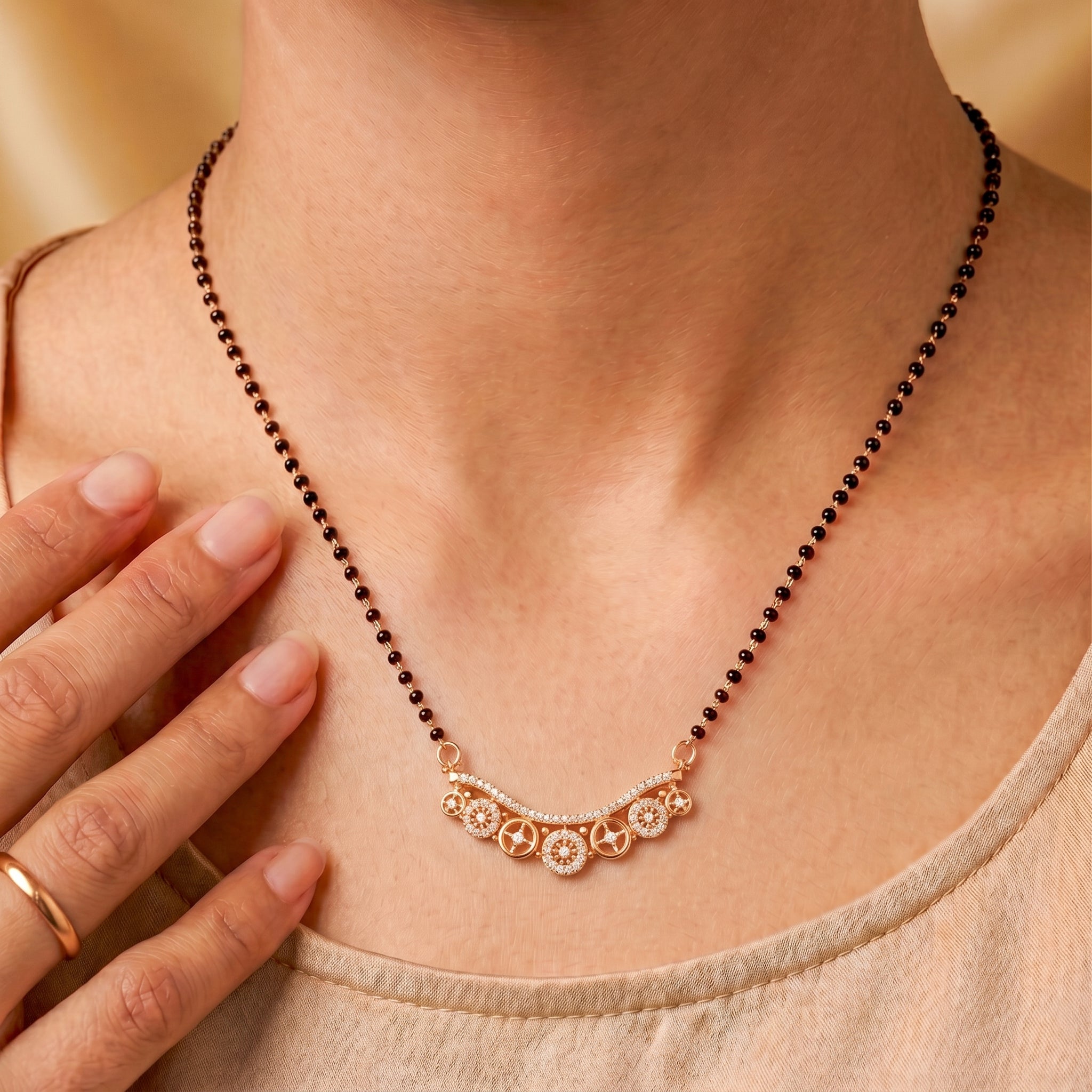 Rose Gold Circular Charm Mangalsutra GM -46