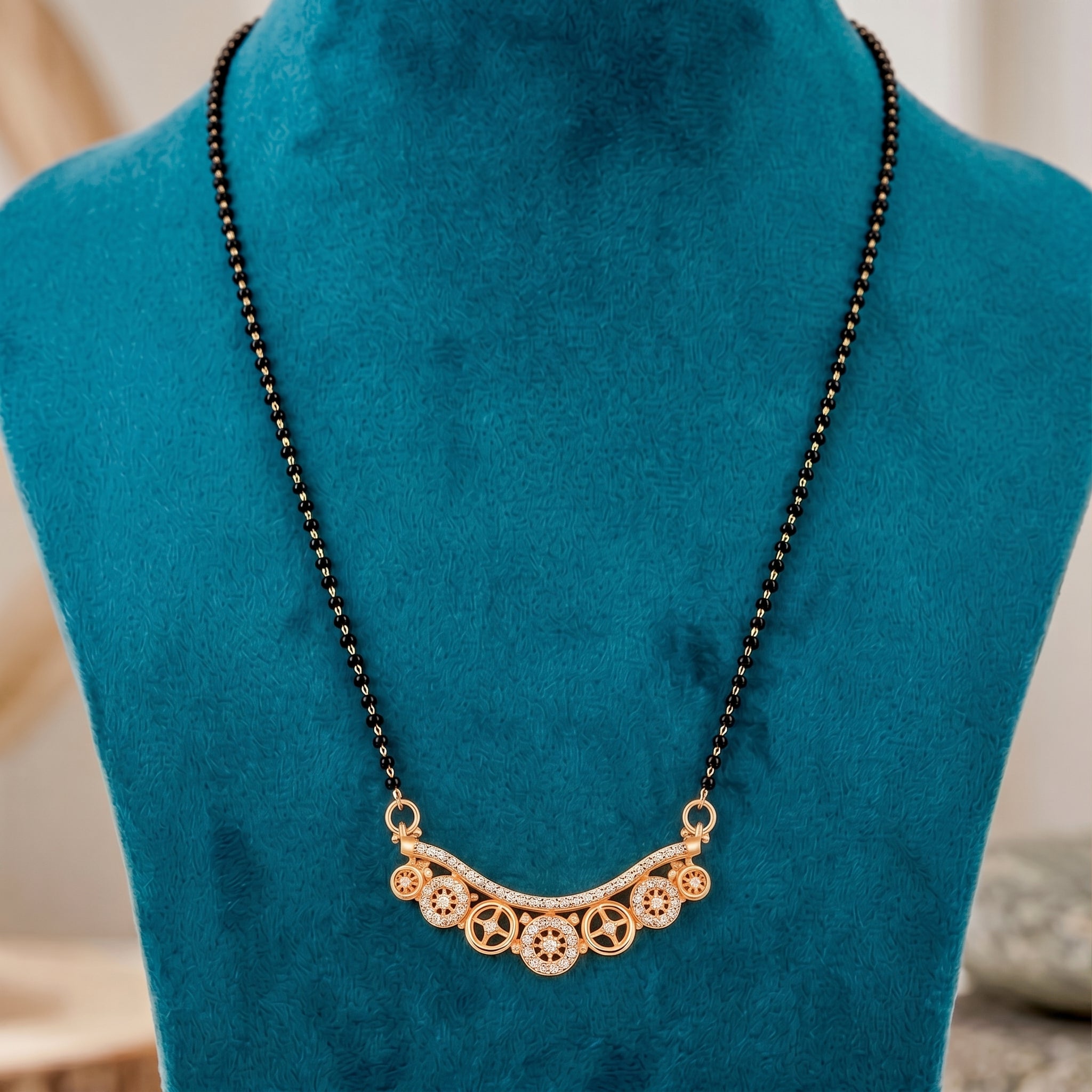 Rose Gold Circular Charm Mangalsutra GM -46