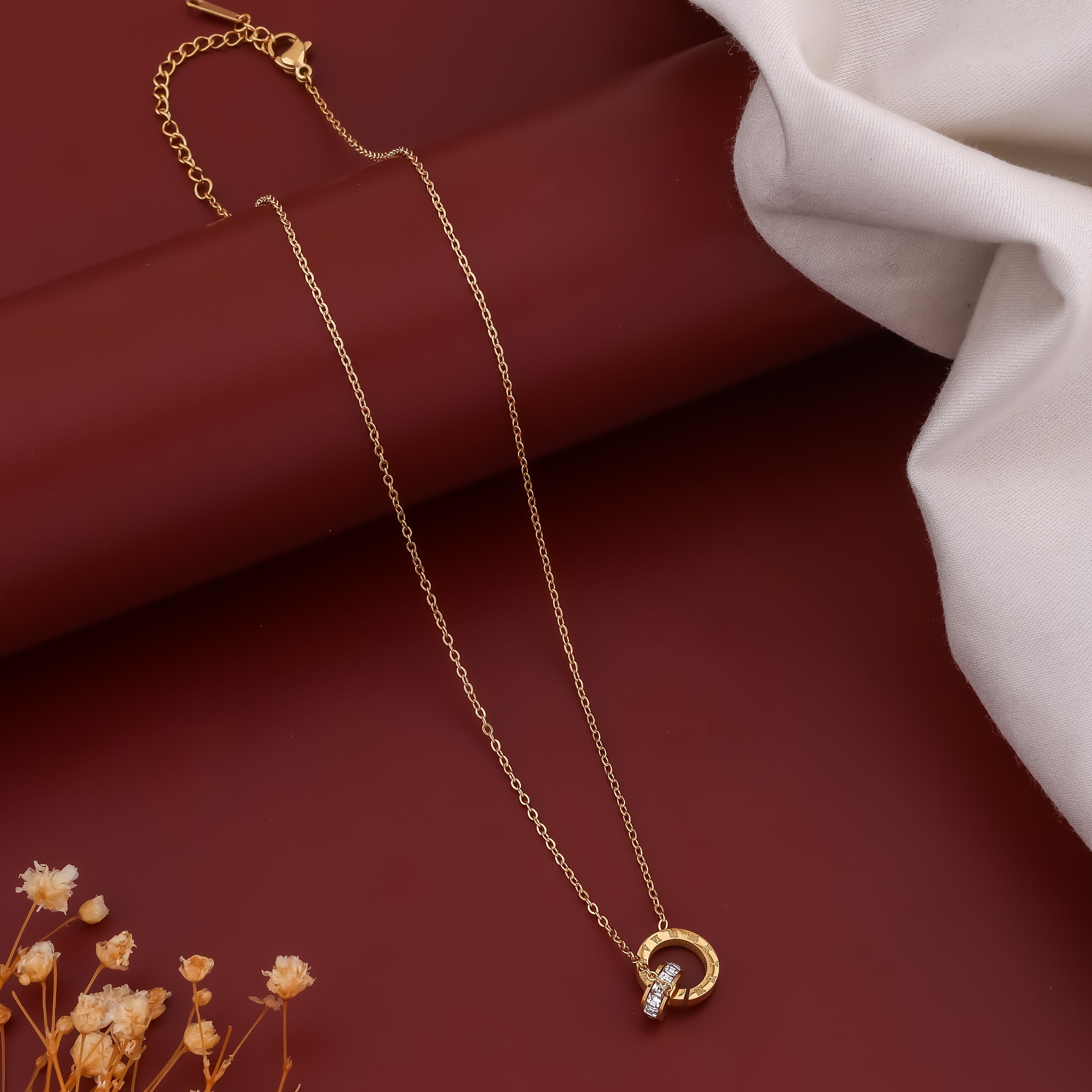 Nandini Roman letter gold Neckless GWN -18