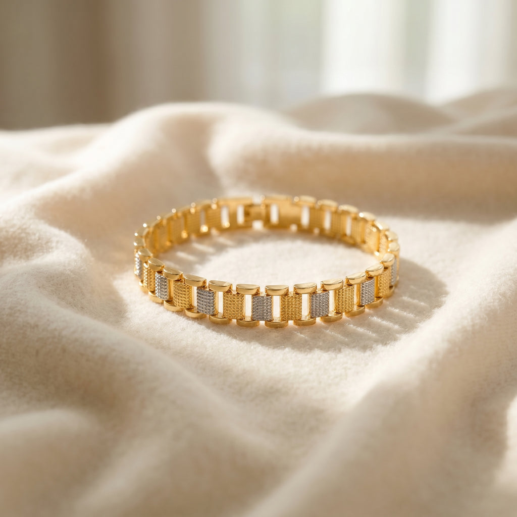 Men’s Two-Tone Textured Link Bracelet GMB -7