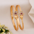 Ruby Floral Charm Gold Bangles GFB -3