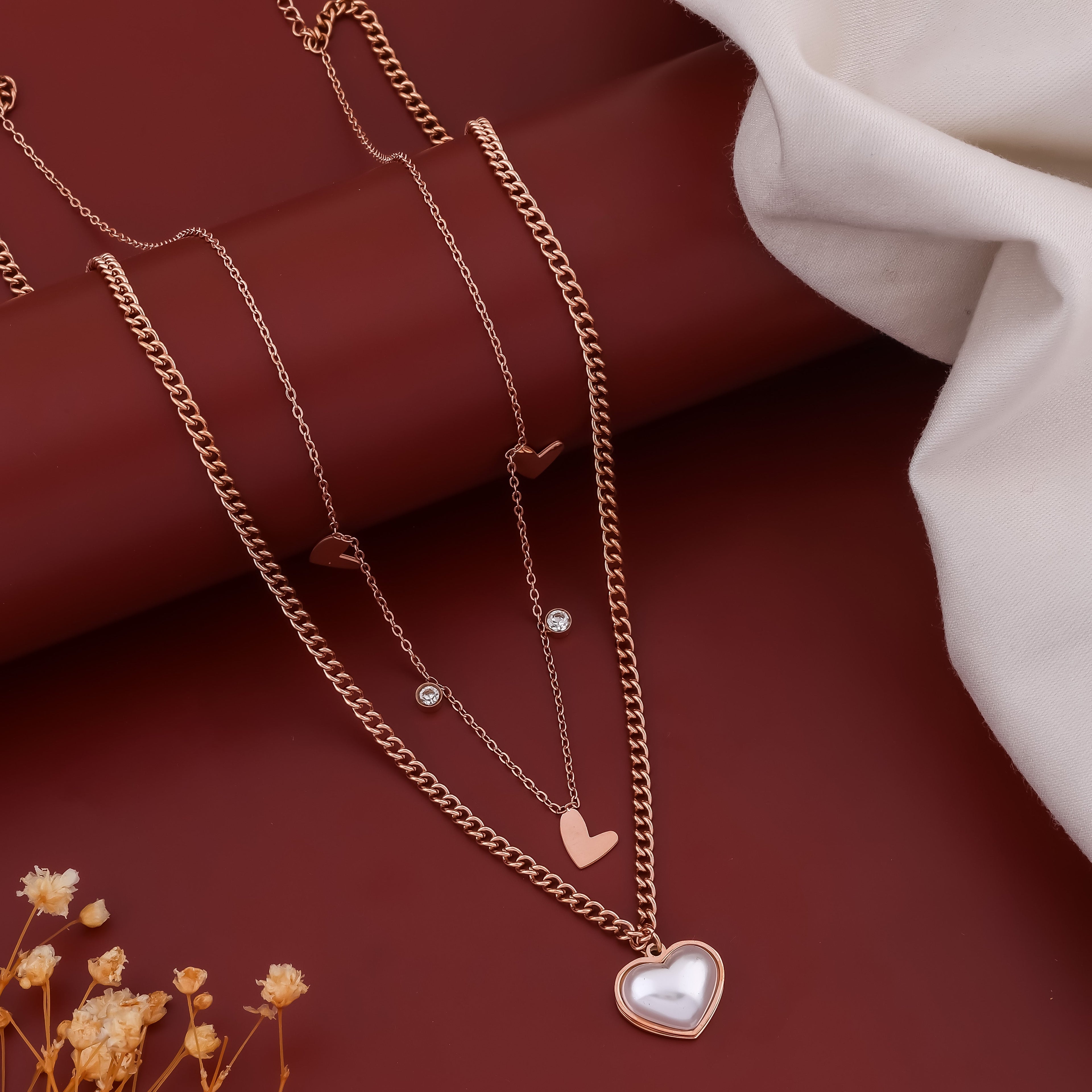Pearl Heart 2 Layer Women Neckless Chain GWN -17