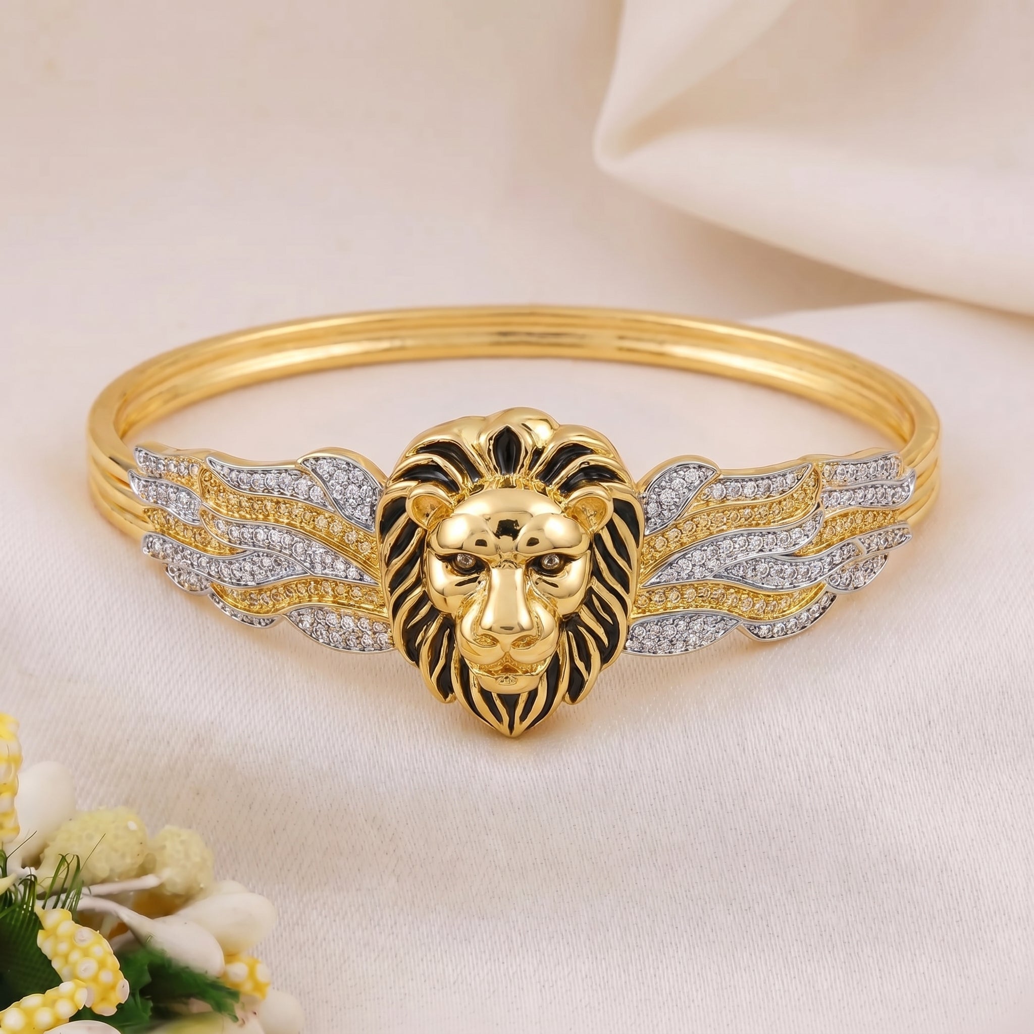 Men’s Lion Face Gold & Silver Designer Kada GMK -7