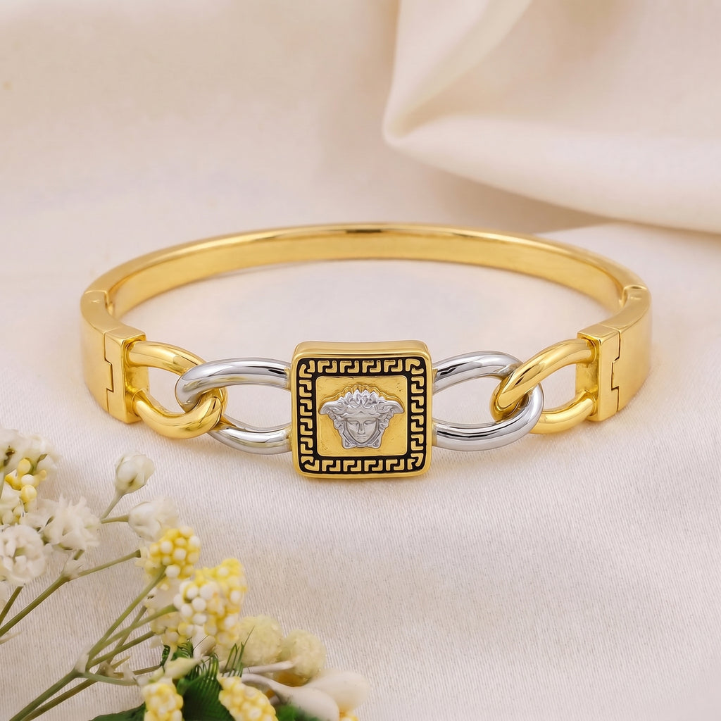 Men’s Gold & Silver Medusa Designer Kada GMK -6