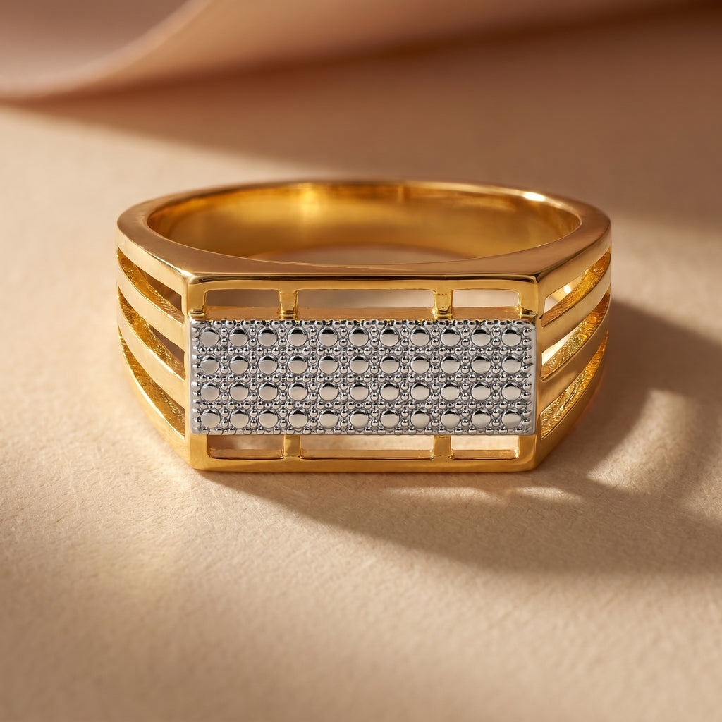 Men’s Gold & Silver Textured Statement Ring GMR -32