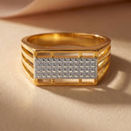 Men’s Gold & Silver Textured Statement Ring GMR -32