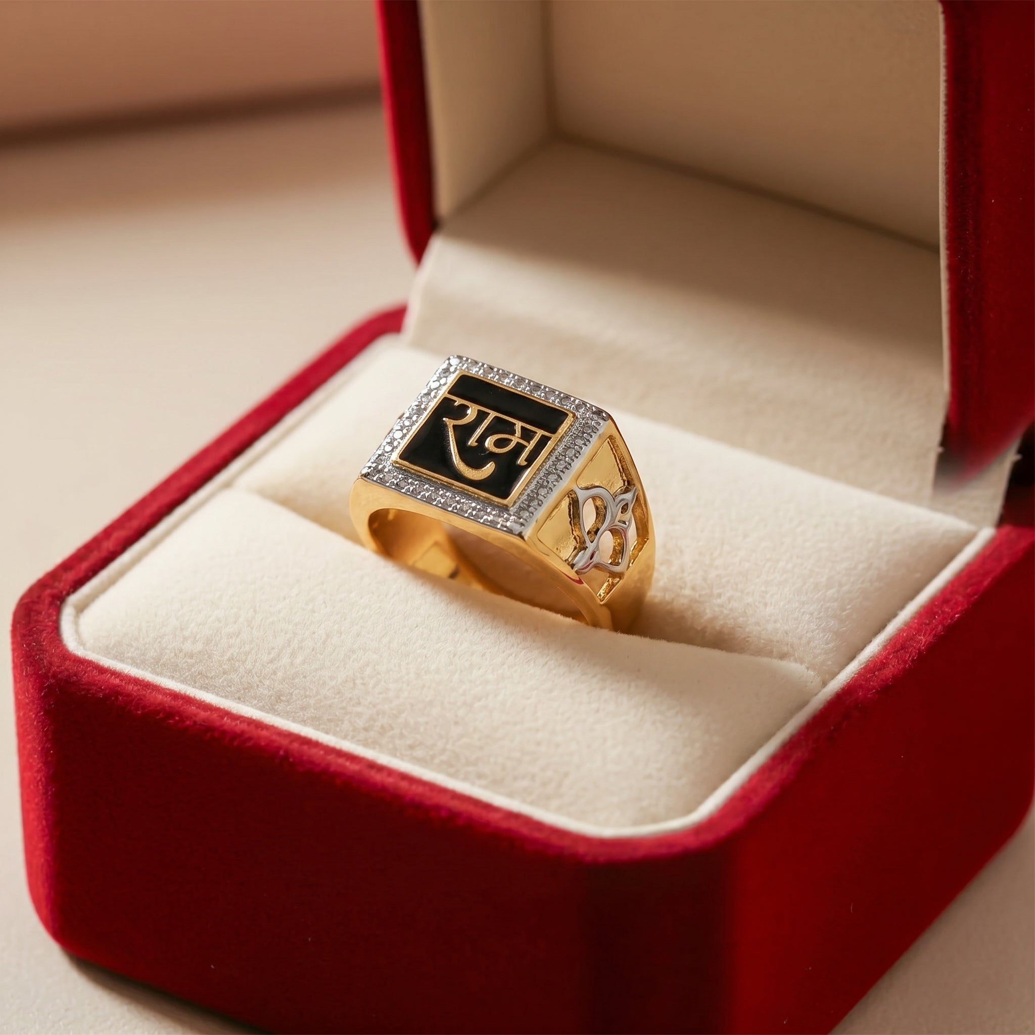 Men’s Gold & Silver Ganesh Om Statement Ring GMR -33