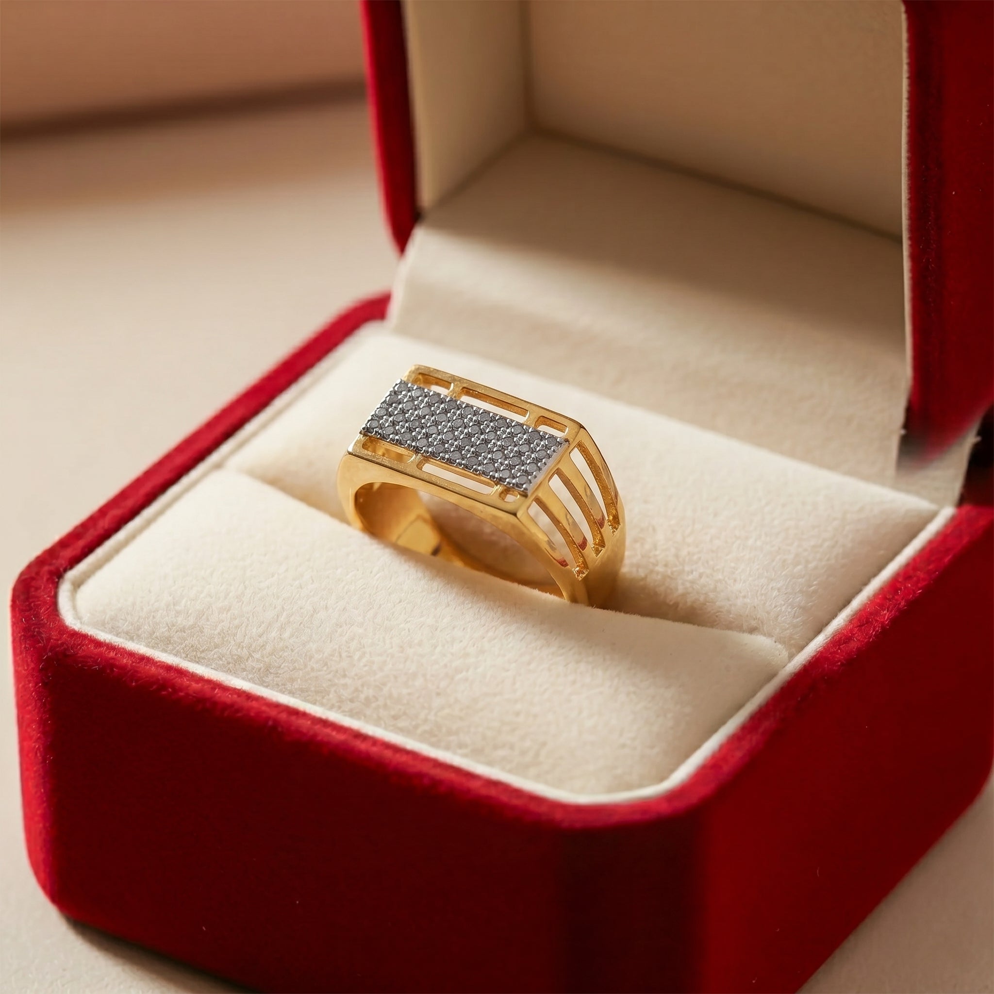 Men’s Gold & Silver Textured Statement Ring GMR -32