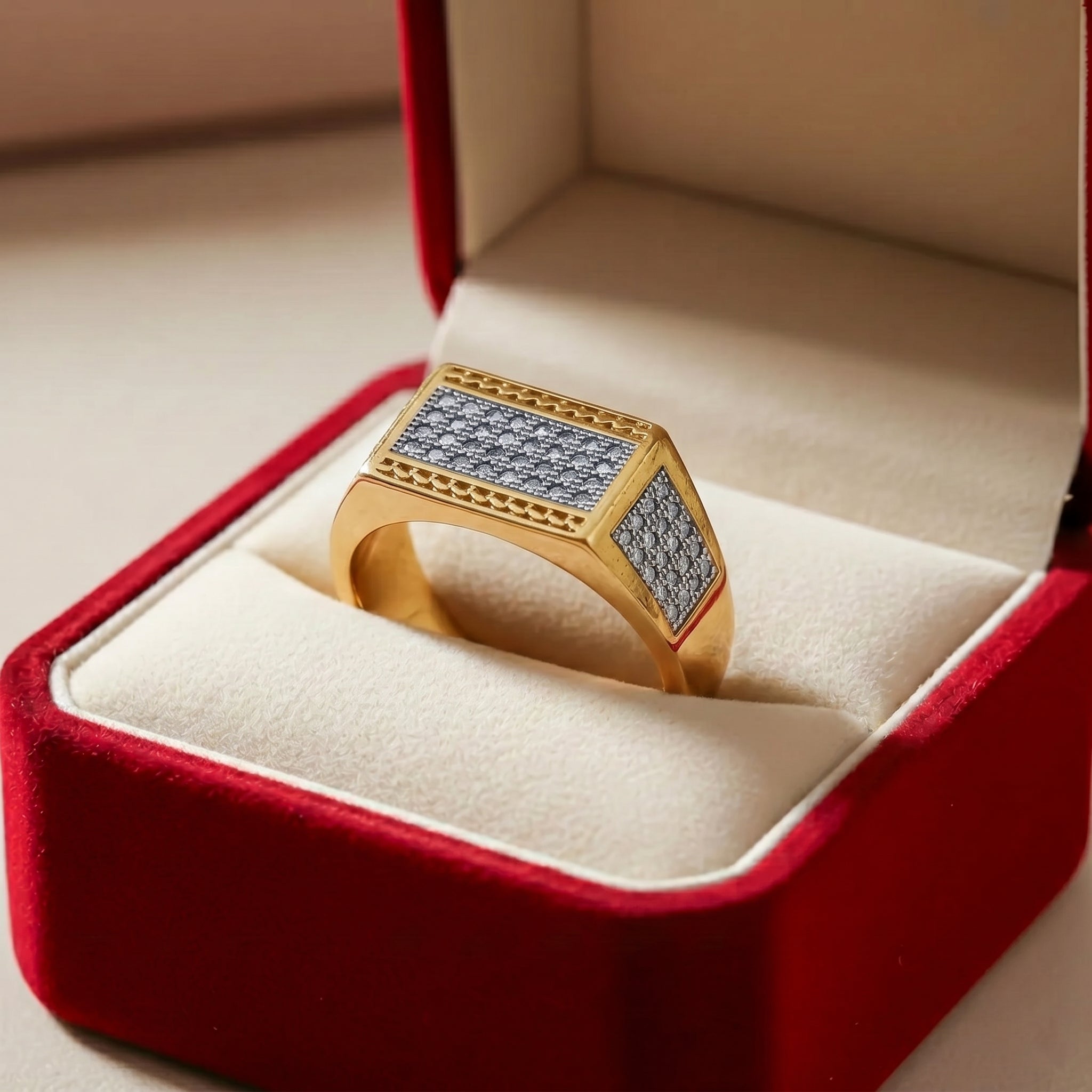 Men’s Gold & Silver Textured Statement Ring GMR -34