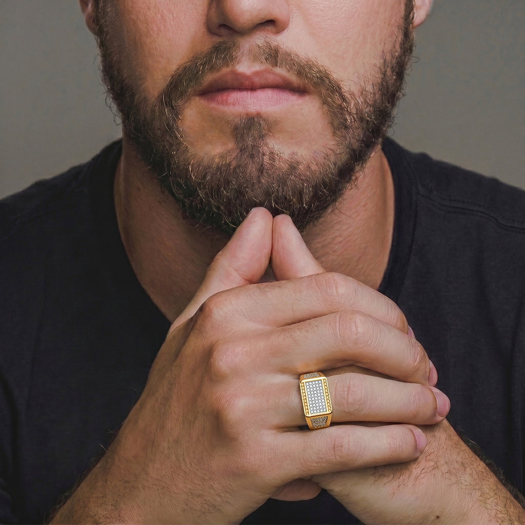 Men’s Gold & Silver Textured Statement Ring GMR -34