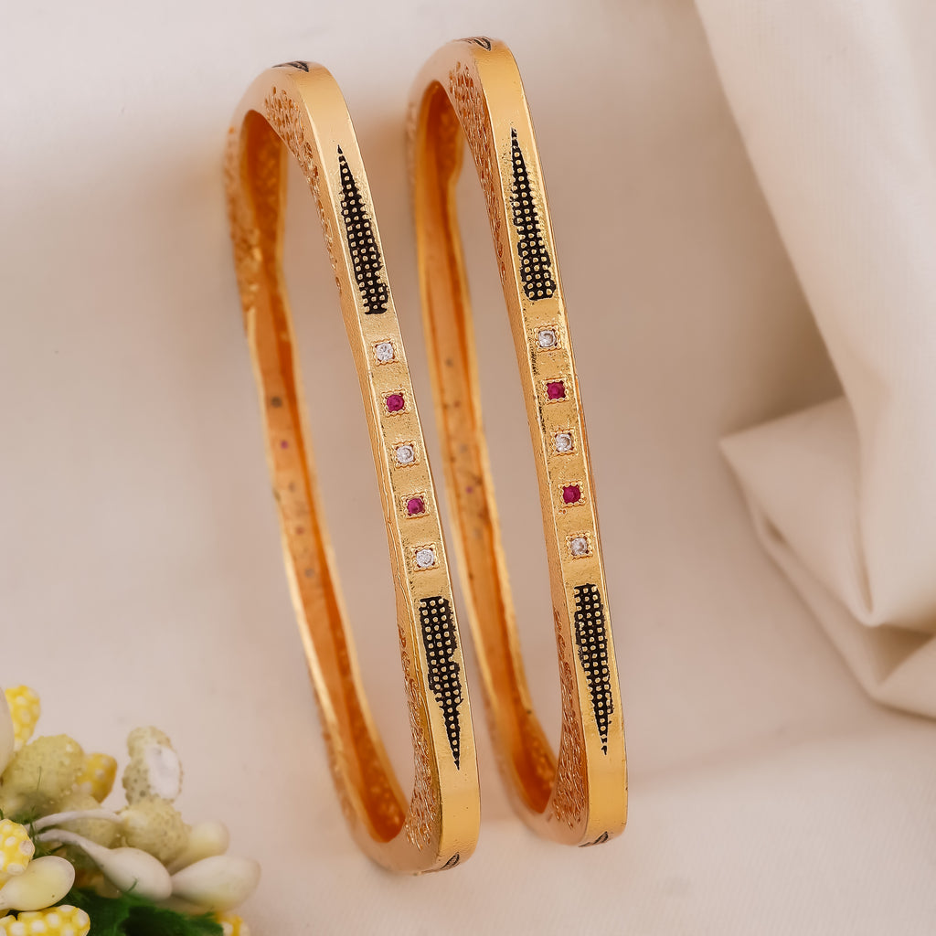 Gold-Tone Square Designer Bangles GB -1