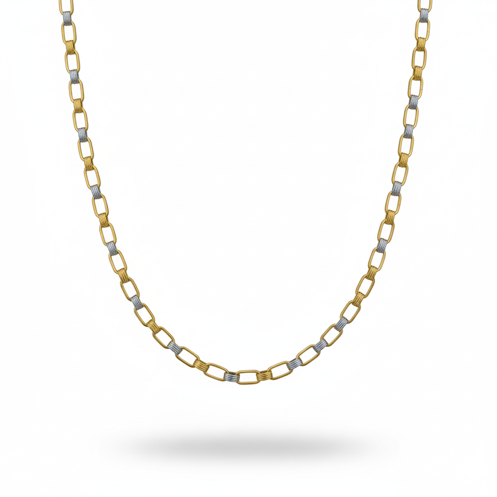 Men’s Gold & Silver Rectangular Link Chain GMC -15