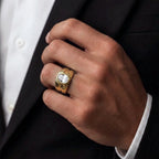 Men’s Gold-Tone Clear Stone Ring GMR -16