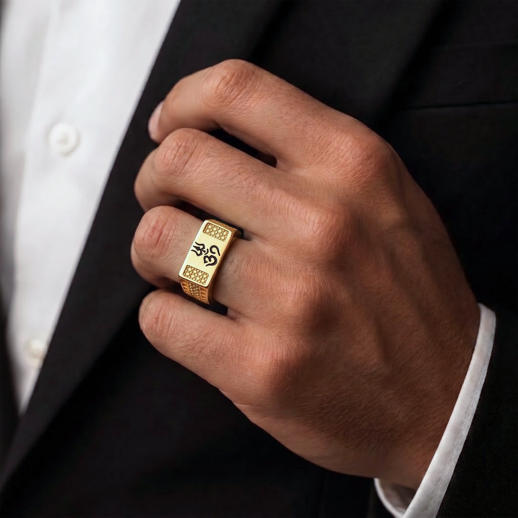Men’s Om Trishul Gold Ring GMR -35