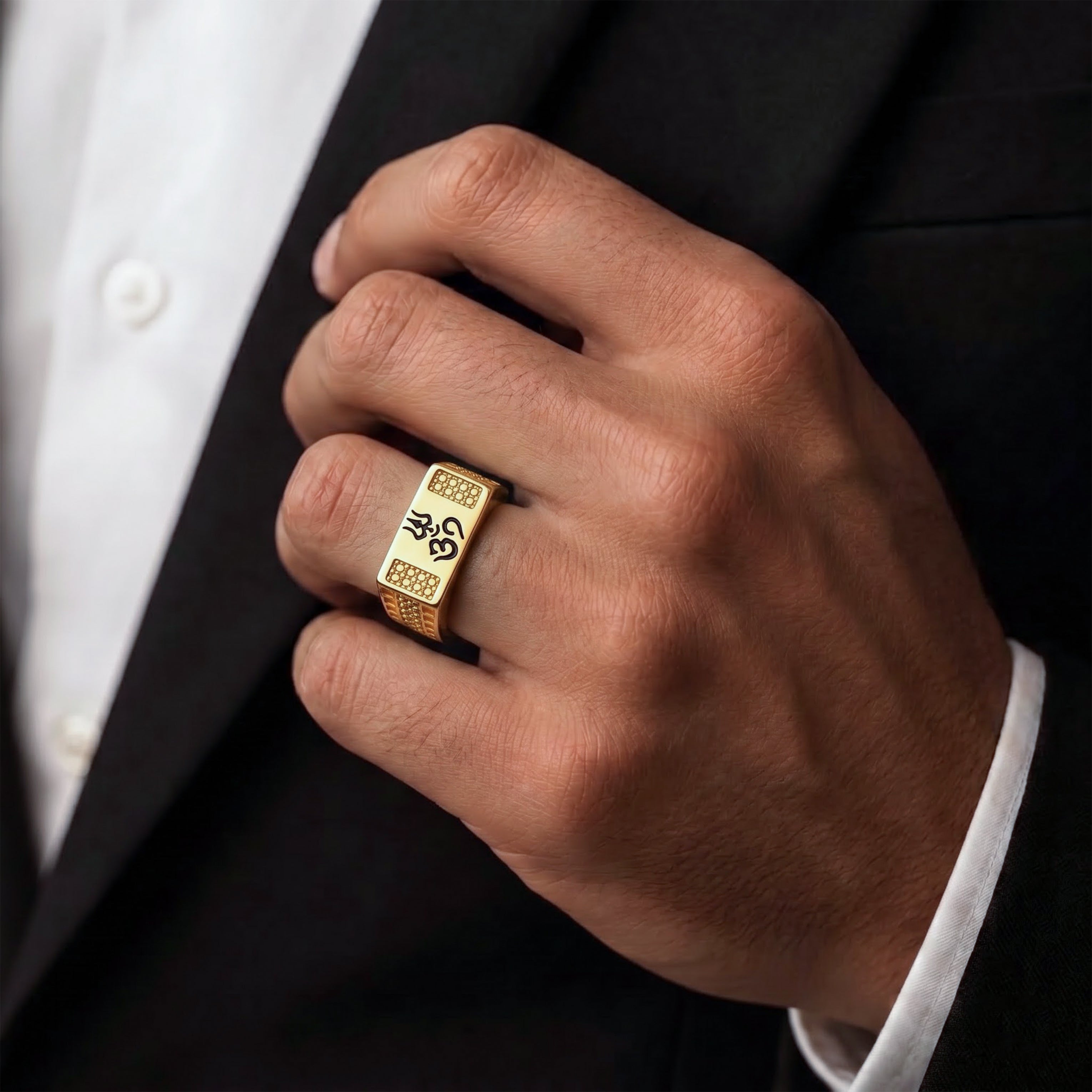 Men’s Om Trishul Gold Ring GMR -35