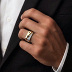 Men’s Gold-Tone Two-Tone Geometric Ring GMR -26
