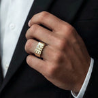 Men’s Gold-Tone Geometric Studded Ring GMR -18