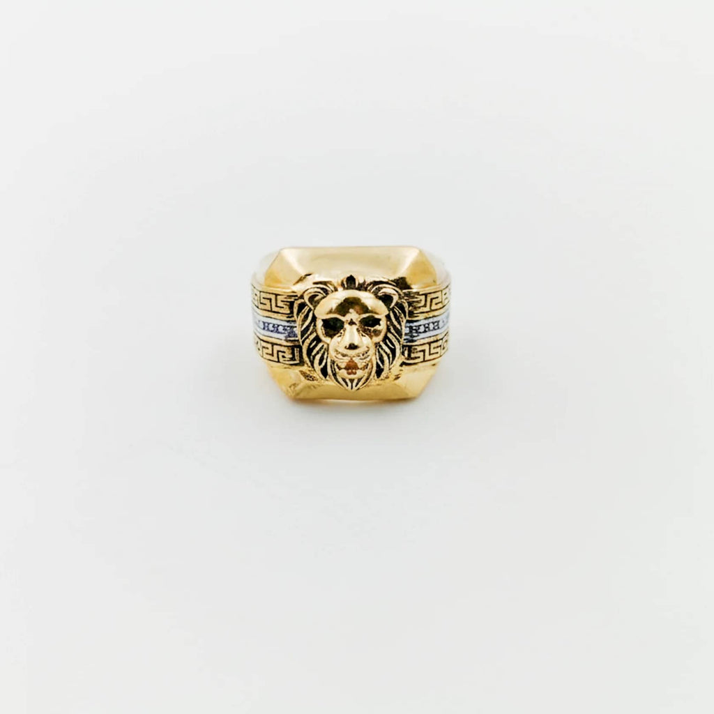Men’s Gold Lion Greek Pattern Ring GMR -9