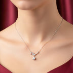 Sterling Silver Bow Ribbon Women Necklace GWN -134