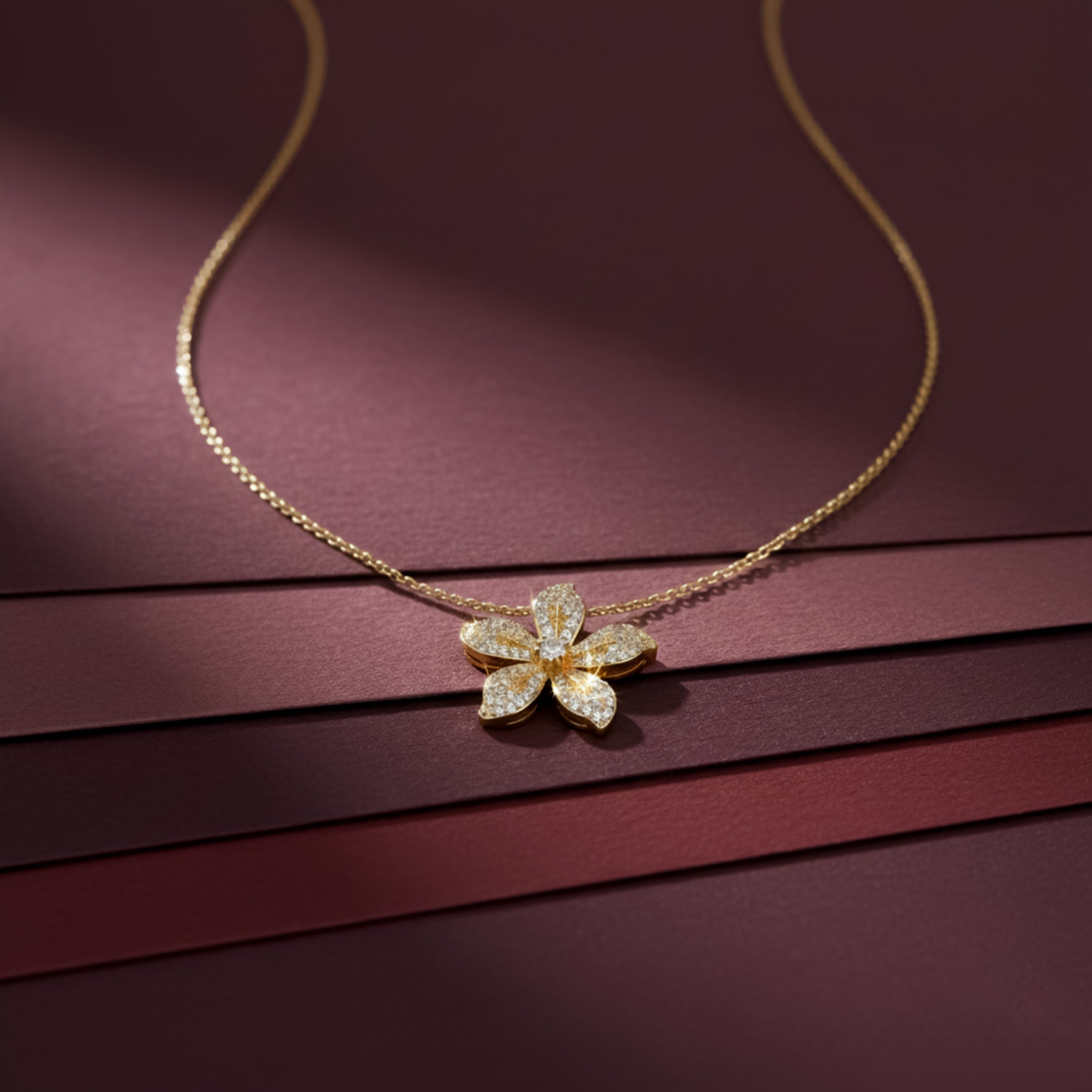 Brilliant Crystal Flower Statement Women Necklace GWN -144