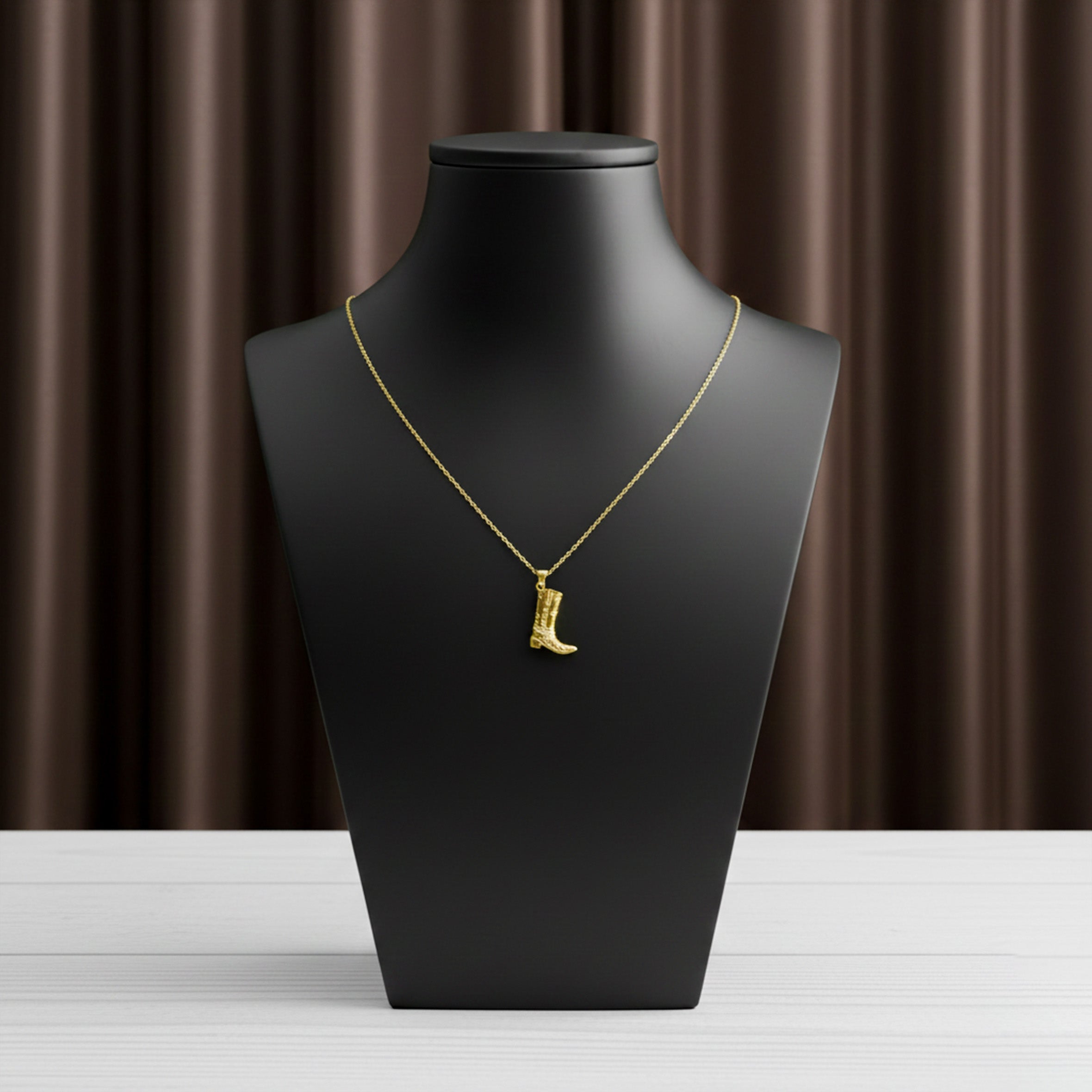 Gold Cowboy Boot Charm Women Necklace GWN -156