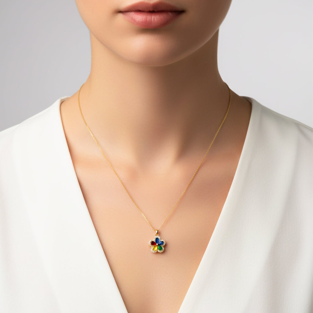 Sparkling Multicolor Gemstone Women Neckless GWN -74