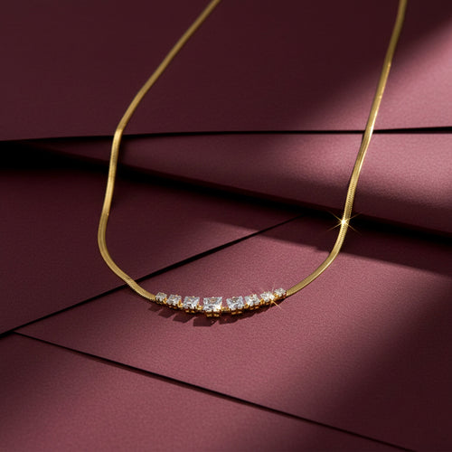 Crystal Bar Herringbone women Neckless GWN -128