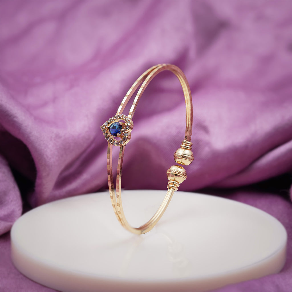 Blue Heart Stone Gold Kada Bangles GFB -7