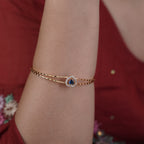 Blue Heart Stone Gold Kada Bangles GFB -7