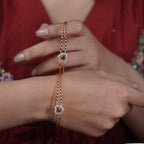 Blue Heart Stone Gold Kada Bangles GFB -7