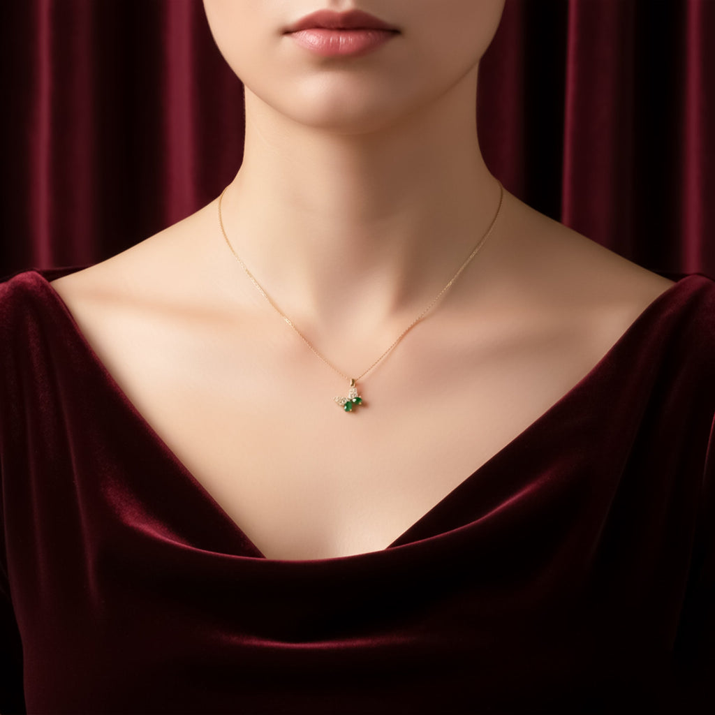 Dainty Emerald Green Butterfly Women Necklace GWN -112
