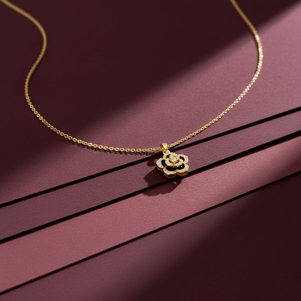 Elegant Camellia Blossom Pendant Women Necklace GWN -107
