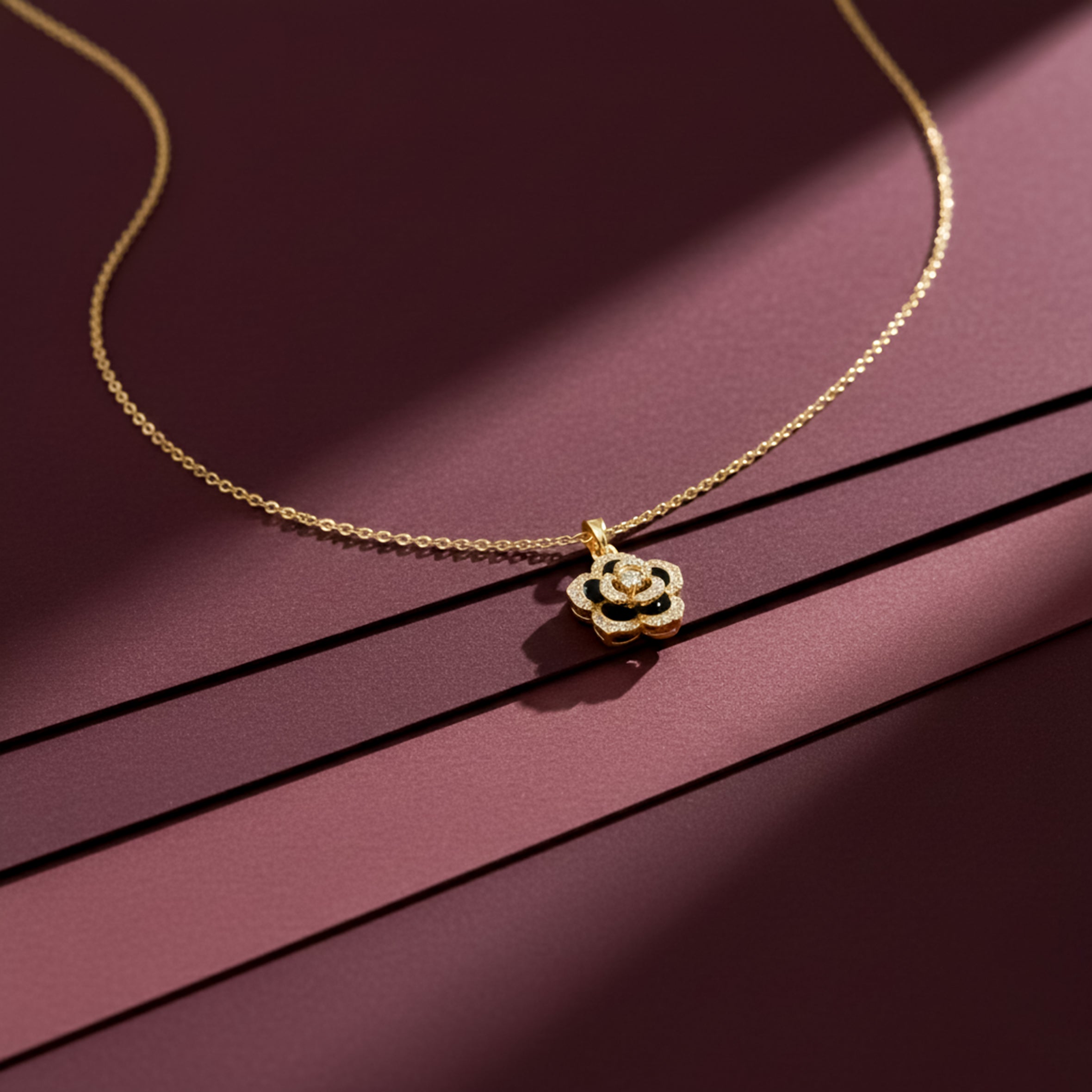 Elegant Camellia Blossom Pendant Women Necklace GWN -107