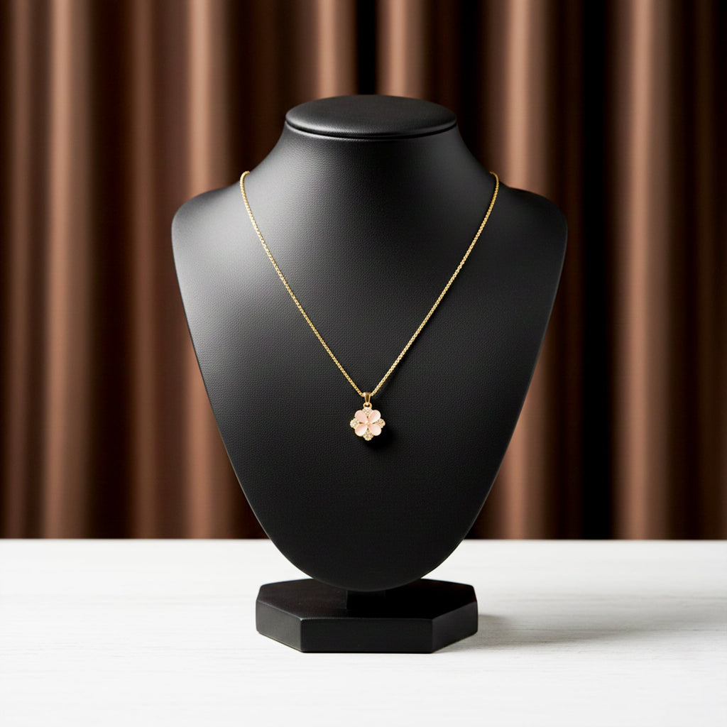 Dainty Pink Opal-Style Floral Women Neckless GWN -76
