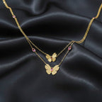 Double-Layered Golden Butterfly Women Neckless GWN -113