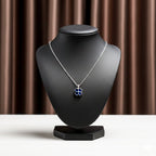 Dainty Silver and Sapphire Blue Women Neckless GWN -162