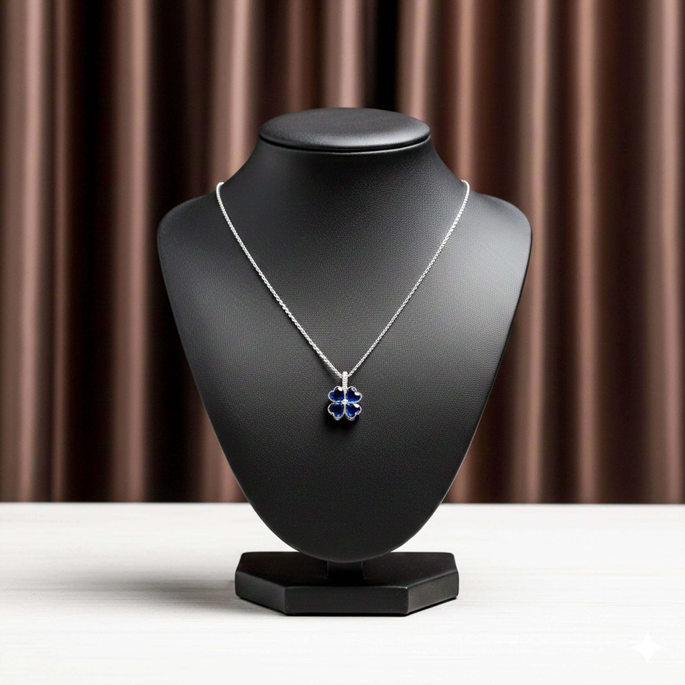 Dainty Silver and Sapphire Blue Women Neckless GWN -162