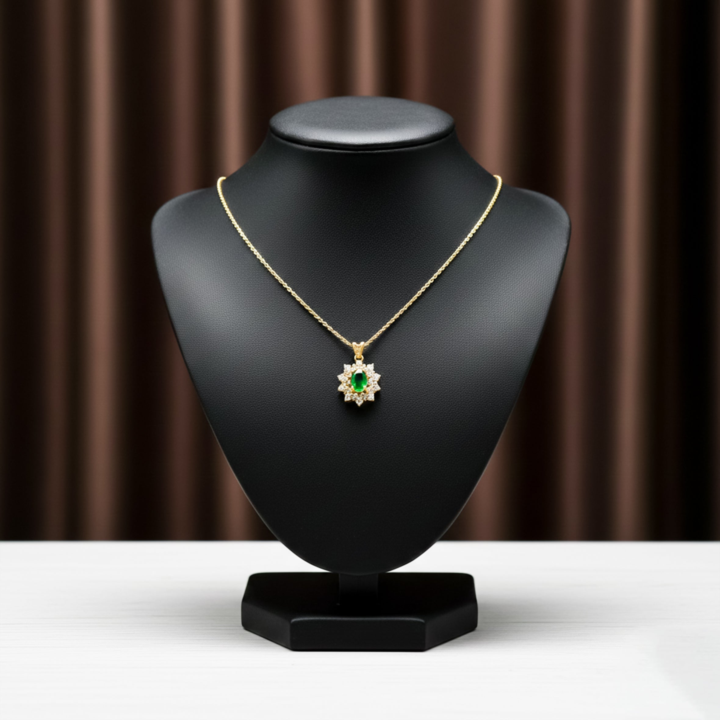 Emerald-Cut Green Gemstone Women Neckless GWN -92