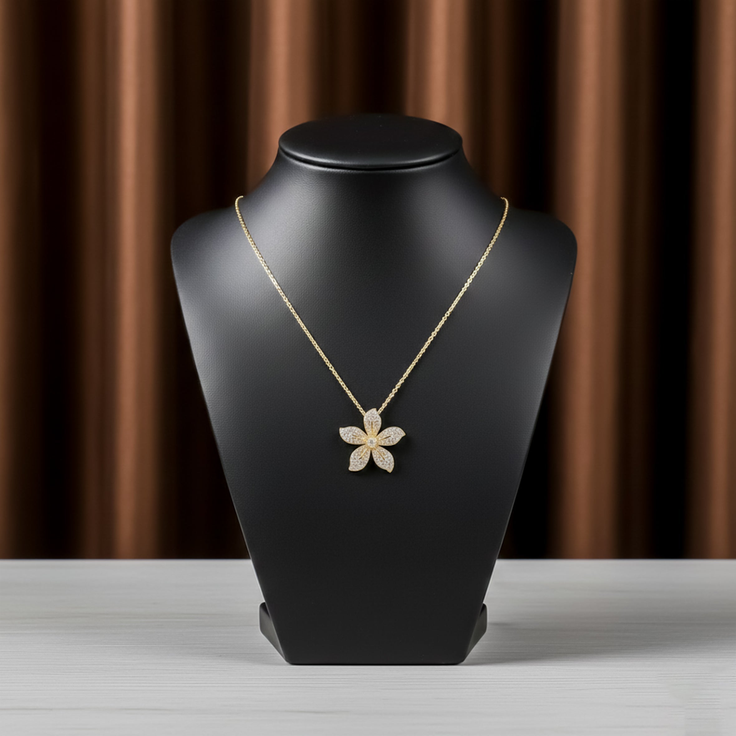 Brilliant Crystal Flower Statement Women Necklace GWN -144