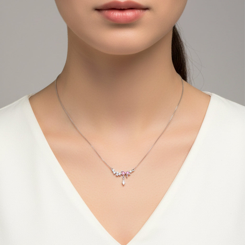 Silver-Tone Dainty Floral Women  Necklace GWN -130