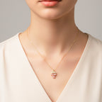 Dainty Gold and Pink Gemstone Clover Women Necklace GWN -148