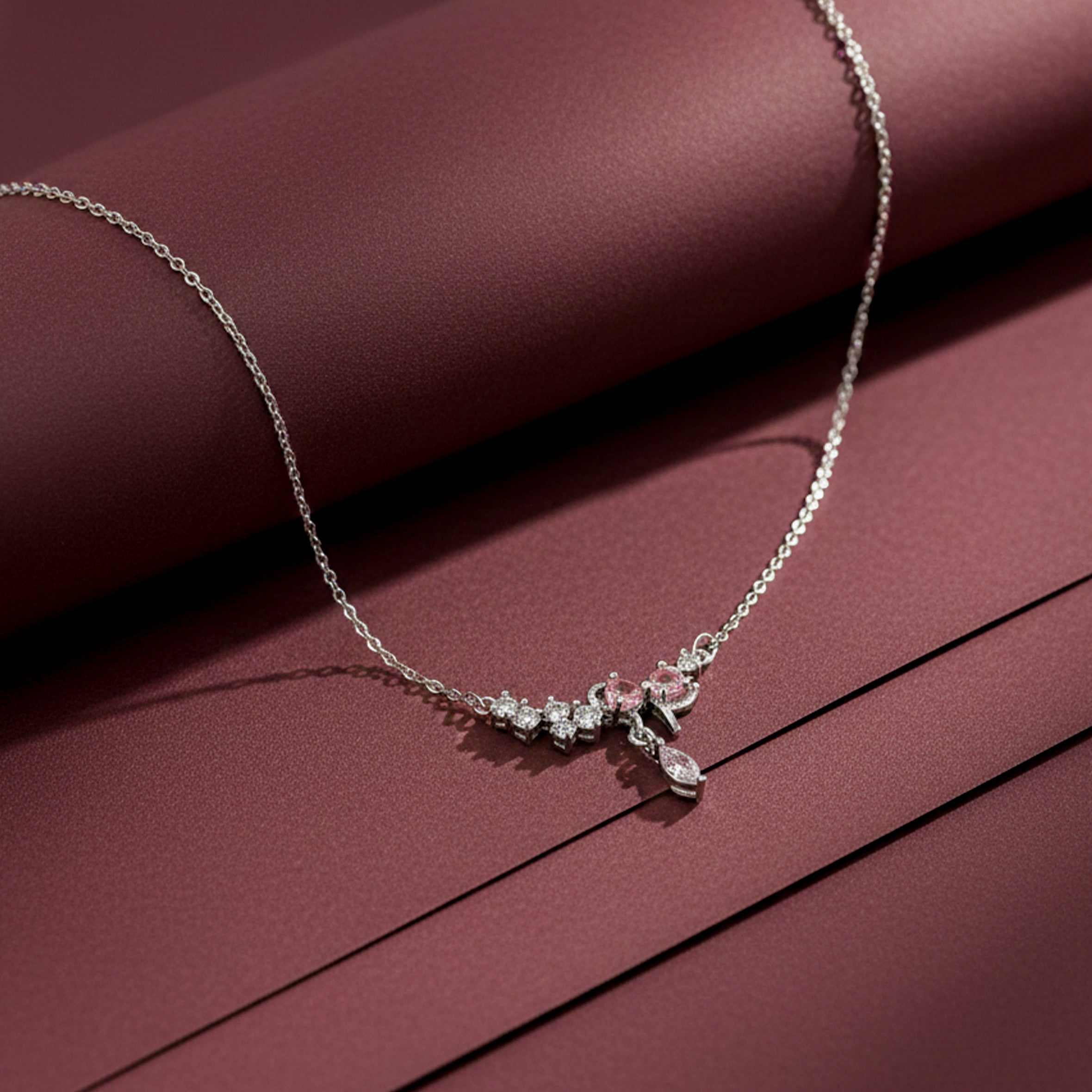 Silver-Tone Dainty Floral Women  Necklace GWN -130