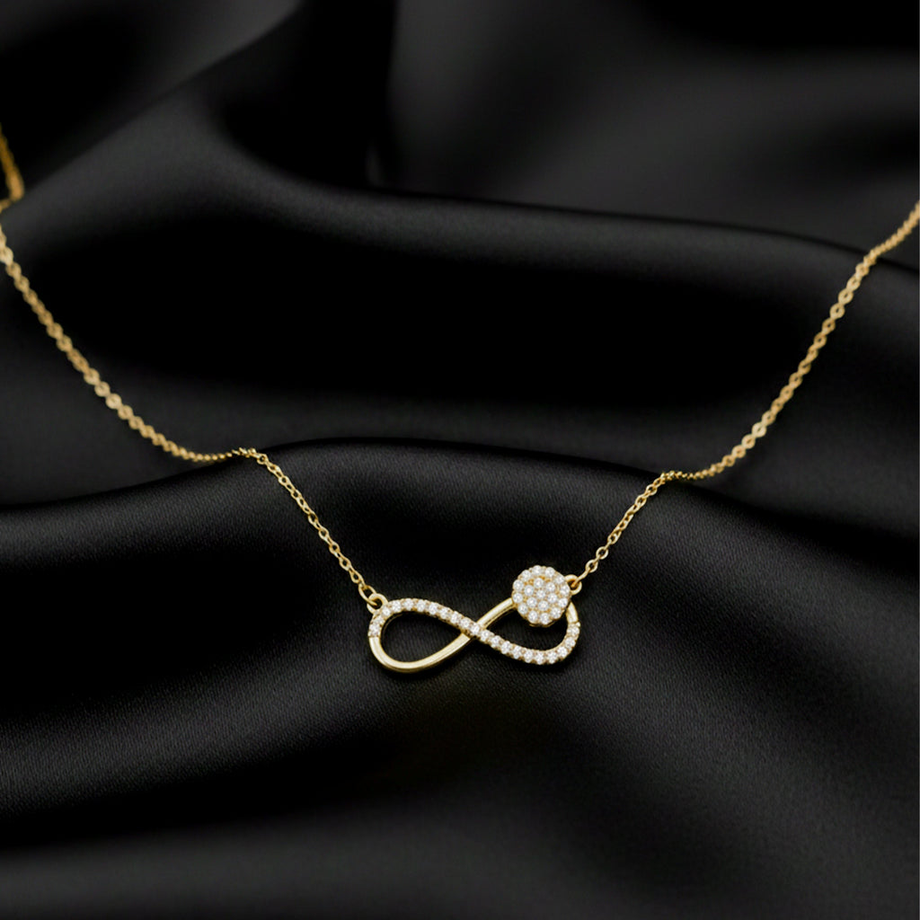 Gold Pave Infinity Floral Women Necklace GWN -140