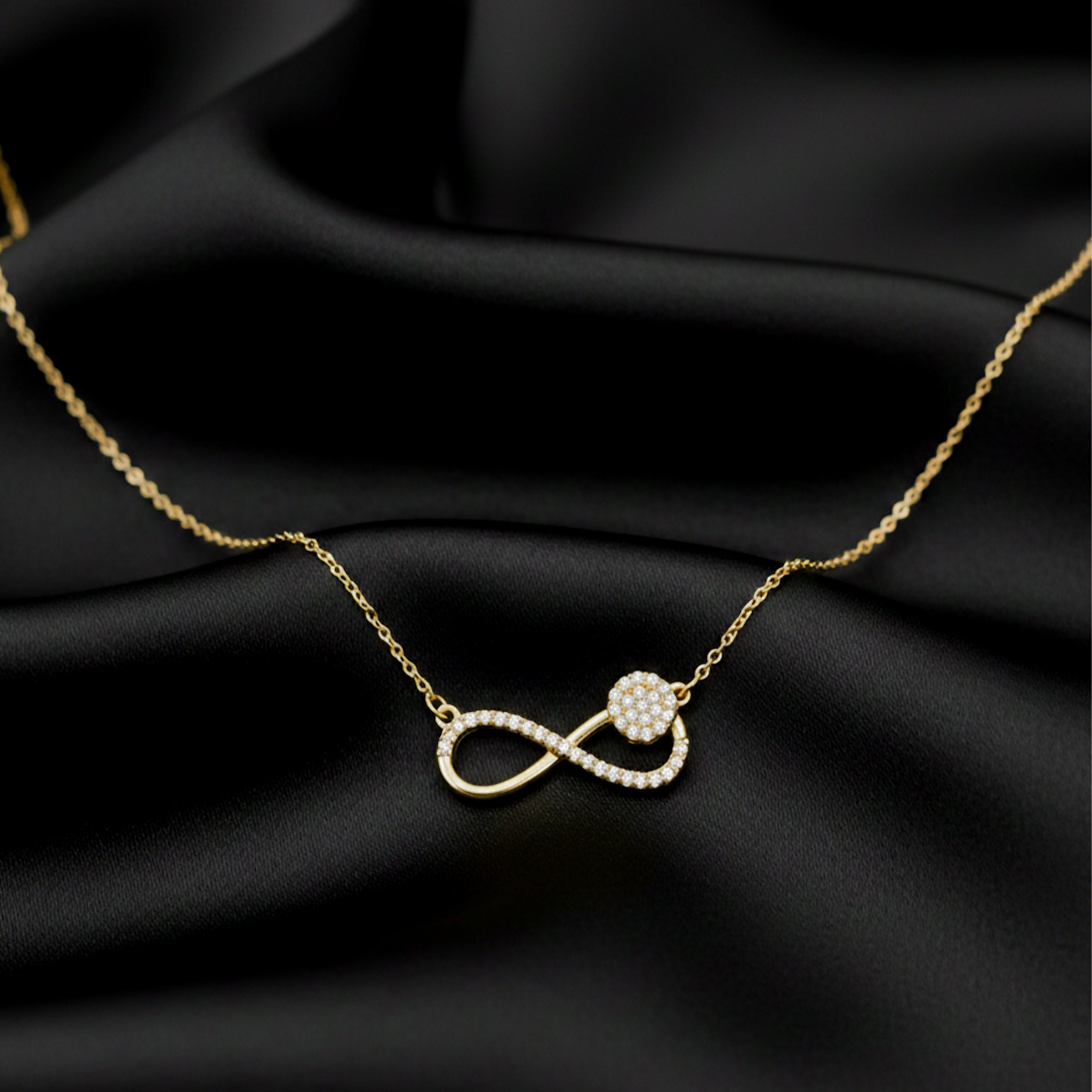 Gold Pave Infinity Floral Women Necklace GWN -140