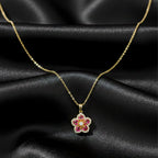 Pink Blossom Crystal Pendant Women Necklace GWN -123