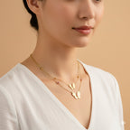 Double-Layered Golden Butterfly Women Neckless GWN -113