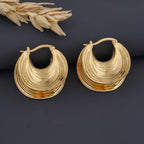Waves  Gold Hoops Women Earring GWE -4