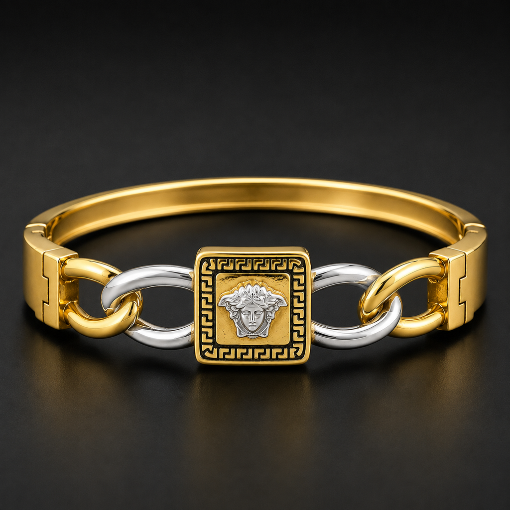 Men’s Gold & Silver Medusa Designer Kada GMK -6