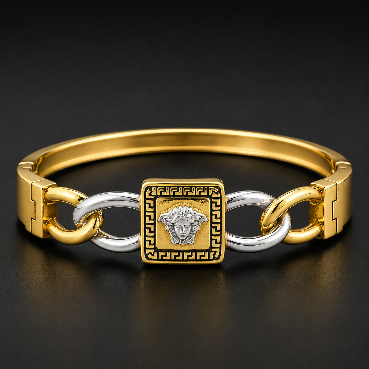 Men’s Gold & Silver Medusa Designer Kada GMK -6
